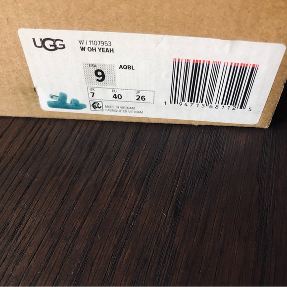 UGG Oh Yeah Shearling Slides Aqua Hybrid Sandal Slippers Women's size 9 like new - Picture 9 of 14